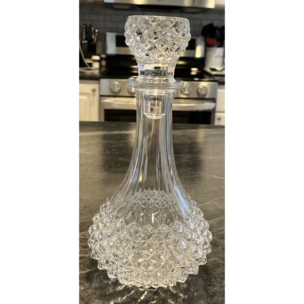 Cristal D'Arques-Durand Longchamp Decanter 24% Genuine Lead Crystal Topper 11x6’